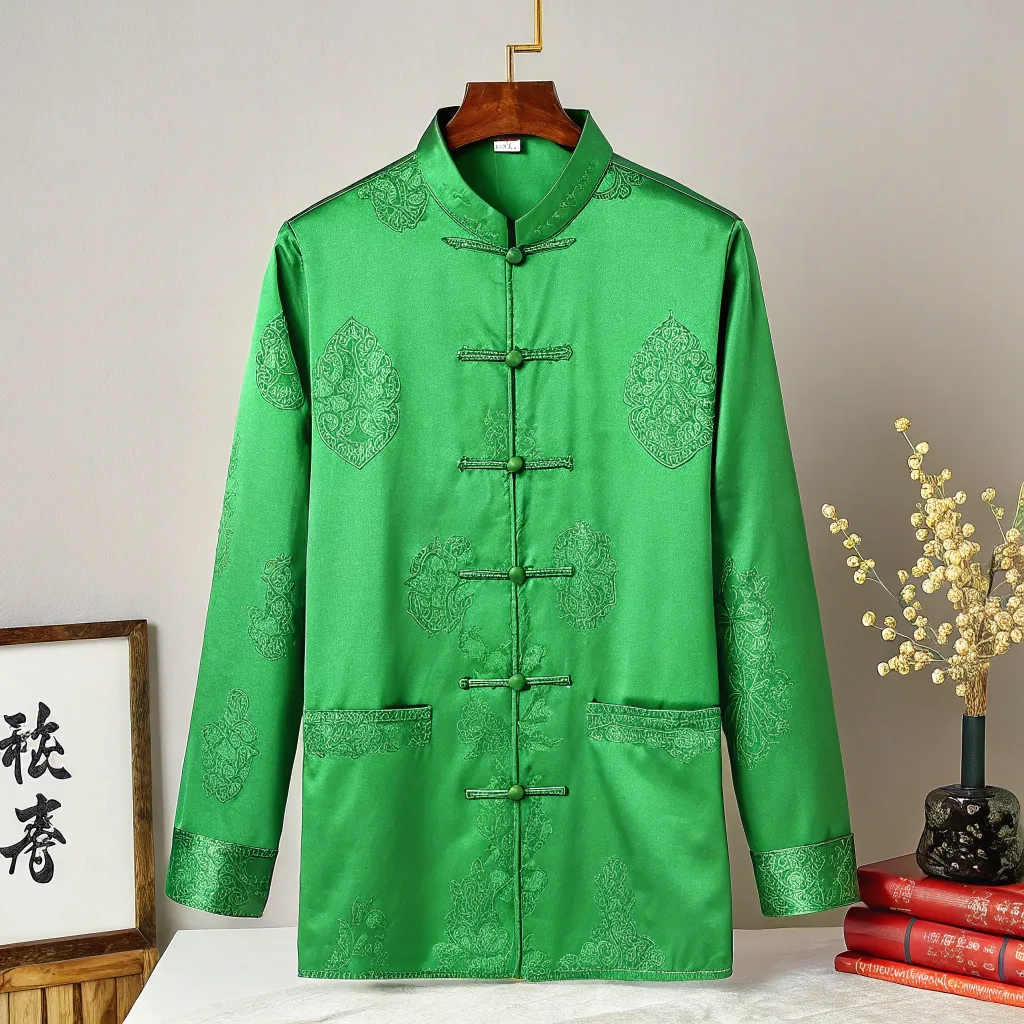 Vibrant green oriental shirt